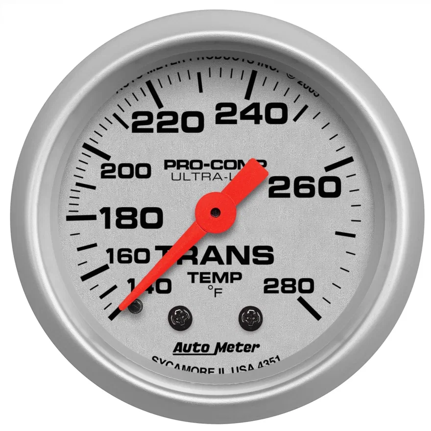 GAUGE; TRANS TEMP; 2 1/16in.; 140-280deg.F; MECHANICAL; 8FT.; ULTRA-LITE