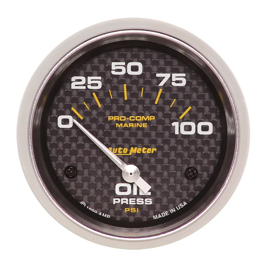 AutoMeter 200759-40, GAUGE; OIL PRESSURE; 2 5/8in.; 100PSI; ELECTRIC; MARINE CARBON FIBER