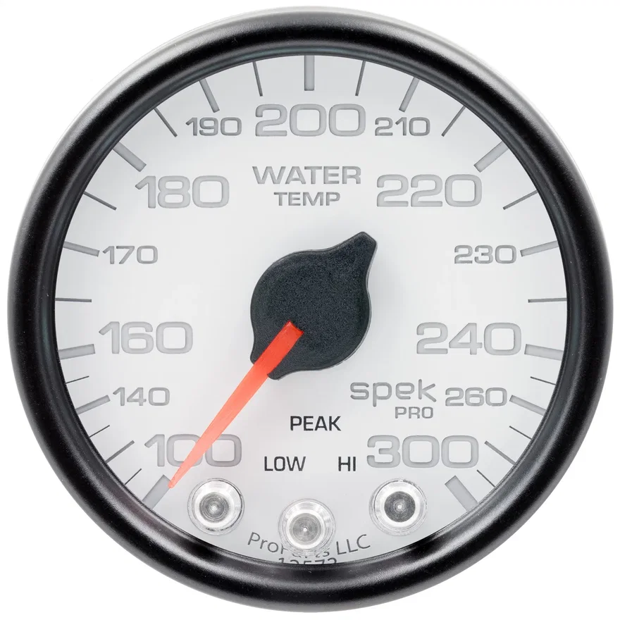 AutoMeter P34612, GAUGE; WATER TEMP; 2 1/16in.; 300deg.F; STEPPER MOTOR W/PEAK/WARN; WHT/BLK; SPEK