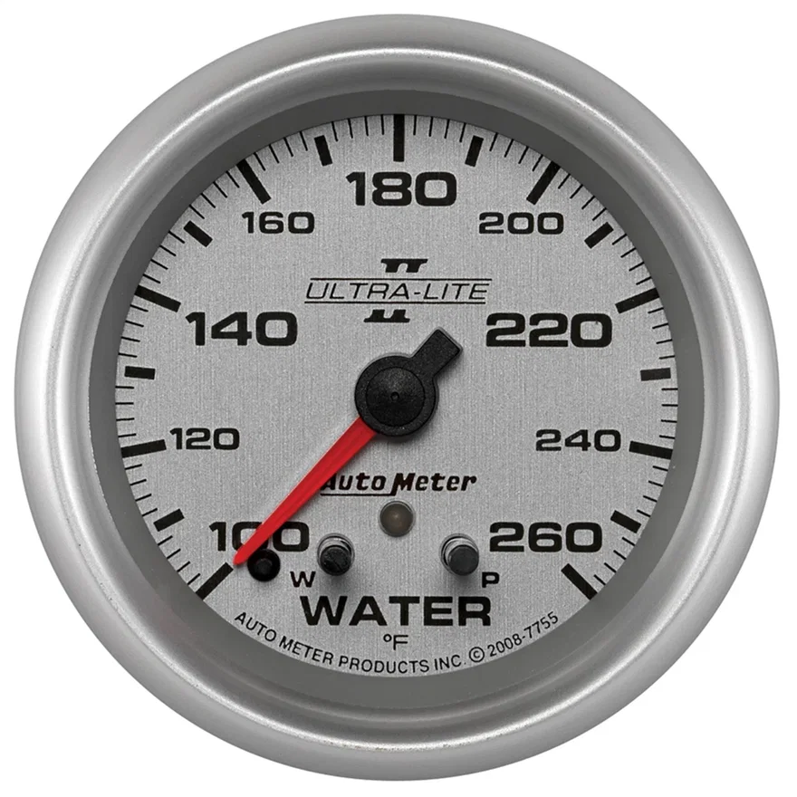AutoMeter 7755, GAUGE; WATER TEMP; 2 5/8in.; 260deg.F; STEPPER MOTOR W/PEAK/WARN; ULTRA-LITE II