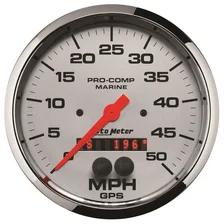 GAUGE; SPEEDOMETER; 5in.; 50MPH; GPS; MARINE CHROME image 1