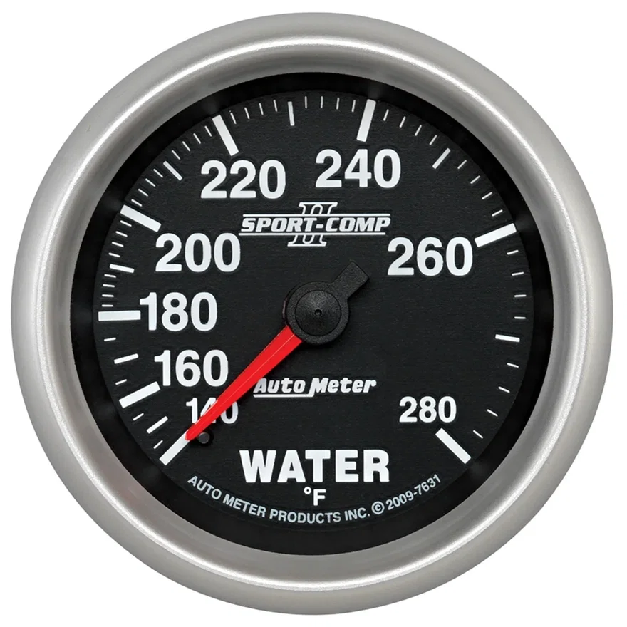 AutoMeter 7631, GAUGE; WATER TEMP; 2 5/8in.; 140-280deg.F; MECHANICAL; SPORT-COMP II