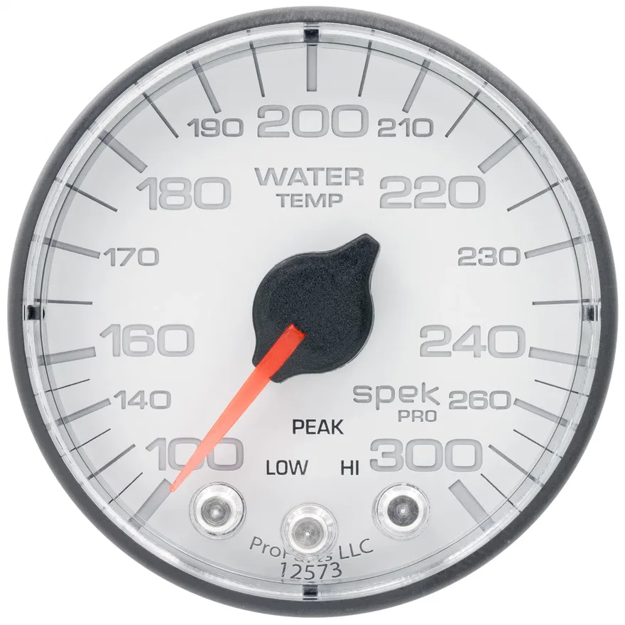 AutoMeter P346128, GAUGE; WATER TEMP; 2 1/16in.; 300deg.F; STEPPER MOTOR W/PEAK/WARN; WHT/BLK; SPEK