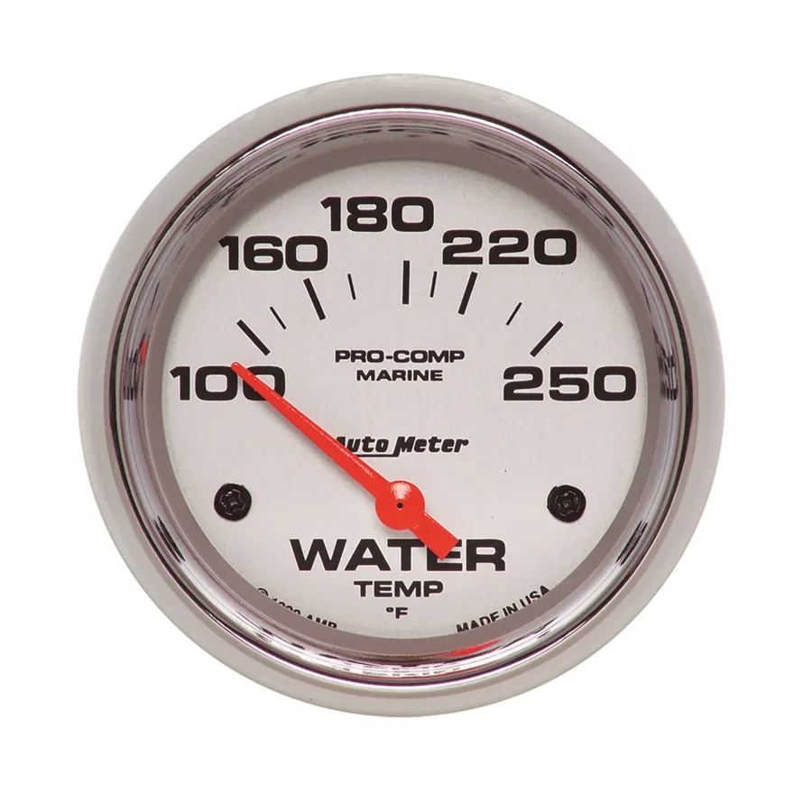 AutoMeter 200763-35, GAUGE; WATER TEMP; 2 5/8in.; 100-250deg.F; ELECTRIC; MARINE CHROME