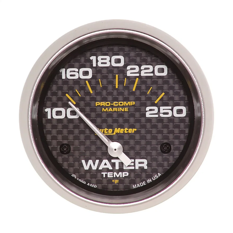 AutoMeter 200763-40, GAUGE; WATER TEMP; 2 5/8in.; 100-250deg.F; ELECTRIC; MARINE CARBON FIBER