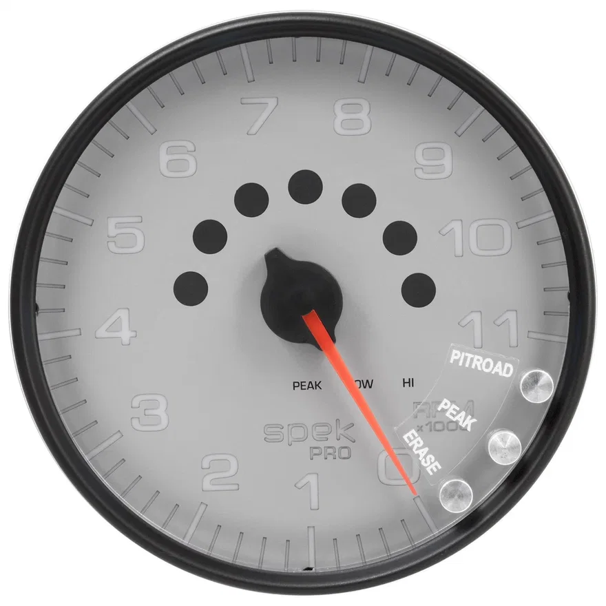 AutoMeter P23922, GAUGE; TACHOMETER; 5in.; 11K RPM; W/SHIFT LIGHT/PEAK MEM; SILVER/BLACK; SPEK-PRO