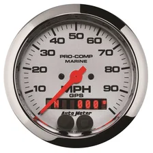 GAUGE; SPEEDOMETER; 3 3/8in.; 100MPH; GPS; MARINE CHROME image 1