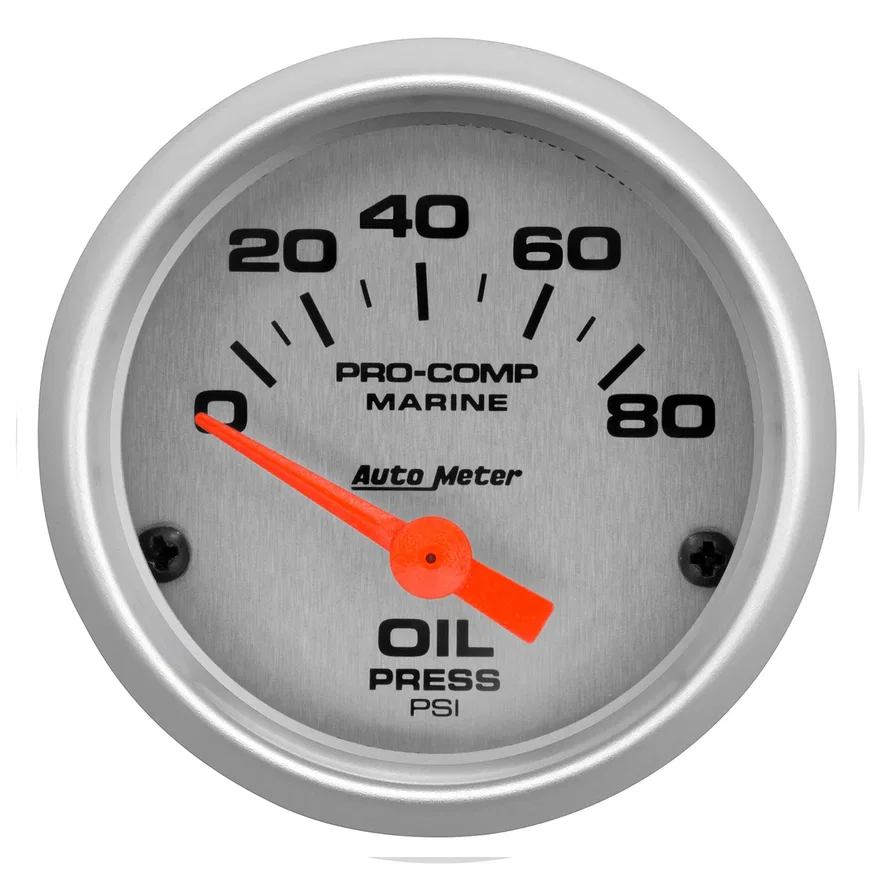 AutoMeter 200744-33, GAUGE; OIL PRESSURE; 2 1/16in.; 80PSI; ELECTRIC; MARINE SILVER