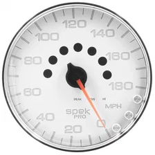 GAUGE; SPEEDOMETER; 5in.; 180 MPH; ELEC. PROGRAMMABLE; WHITE/CHROME; SPEK-PRO image 1