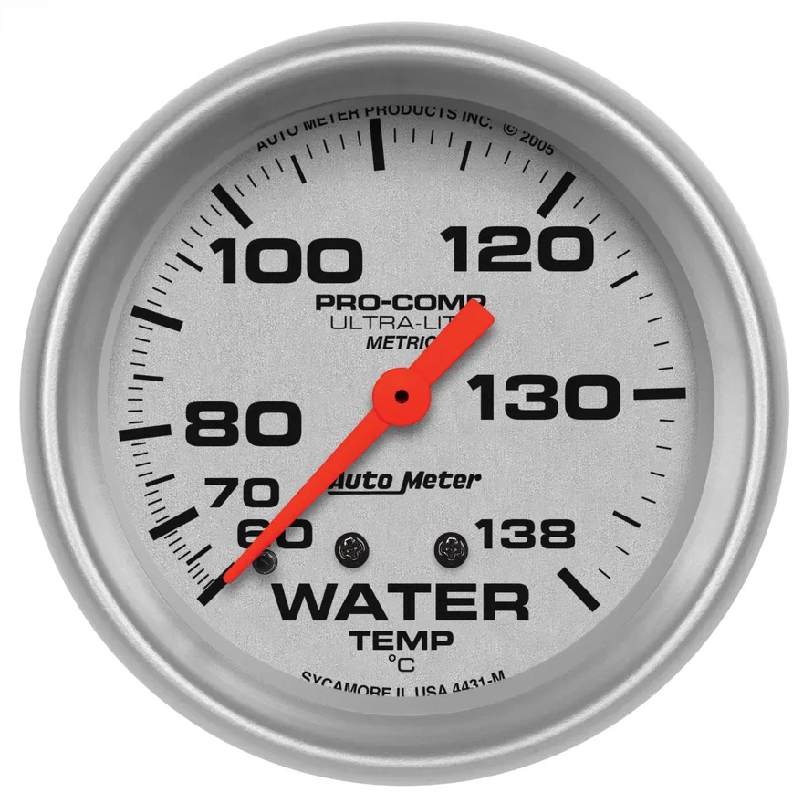 AutoMeter 4431-M, GAUGE; WATER TEMP; 2 5/8in.; 60-140deg.C; MECHANICAL; ULTRA-LITE