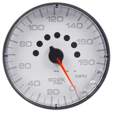 GAUGE; SPEEDOMETER; 5in.; 180 MPH; ELEC. PROGRAMMABLE; WHITE/BLACK; SPEK-PRO image 1