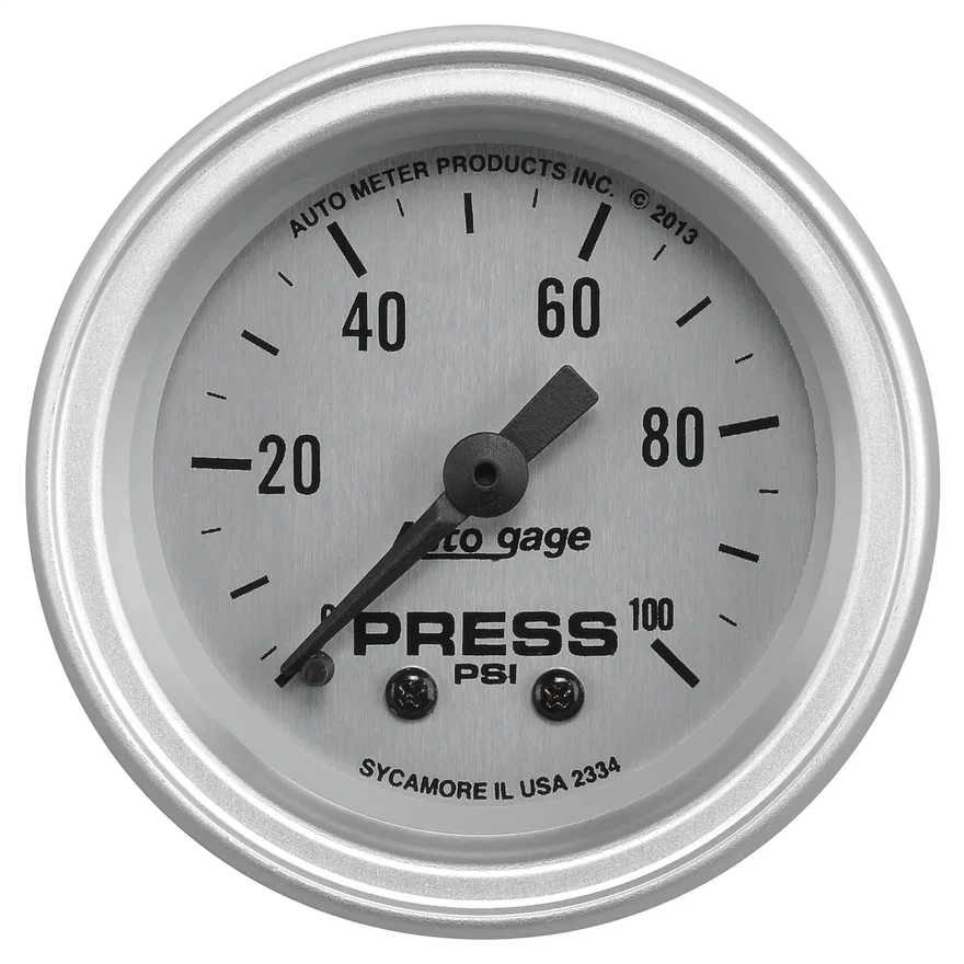 AutoMeter 2334, GAUGE CONSOLE; PRESSURE; 2 1/16in.; 100PSI; SLVR DIAL; SLVR BEZEL; AUTOGAGE