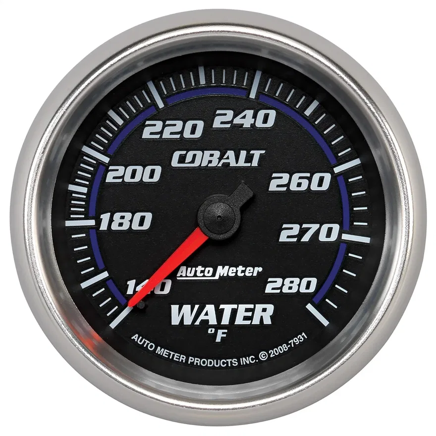 AutoMeter 7931, GAUGE; WATER TEMP; 2 5/8in.; 140-280deg.F; MECHANICAL; COBALT