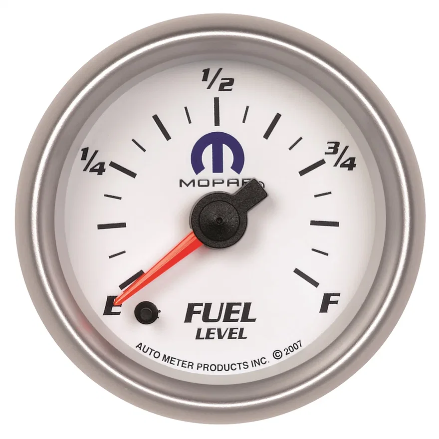 GAUGE; FUEL LEVEL; 2 1/16in.; 0-280O PROGRAMMABLE; WHITE; MOPAR