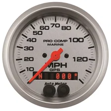 GAUGE; SPEEDOMETER; 3 3/8in.; 140MPH; GPS; MARINE SILVER image 1