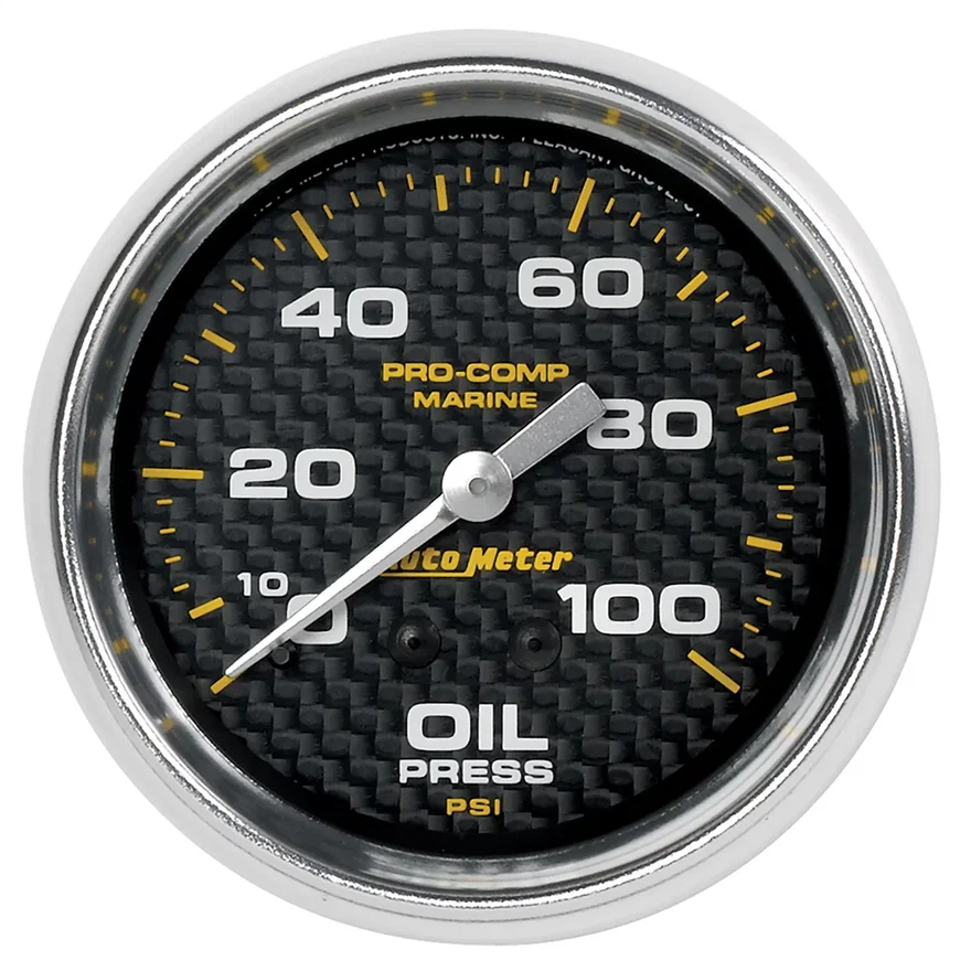 AutoMeter 200777-40, GAUGE; OIL PRESSURE; 2 5/8in.; 100PSI; MECHANICAL; MARINE CARBON FIBER
