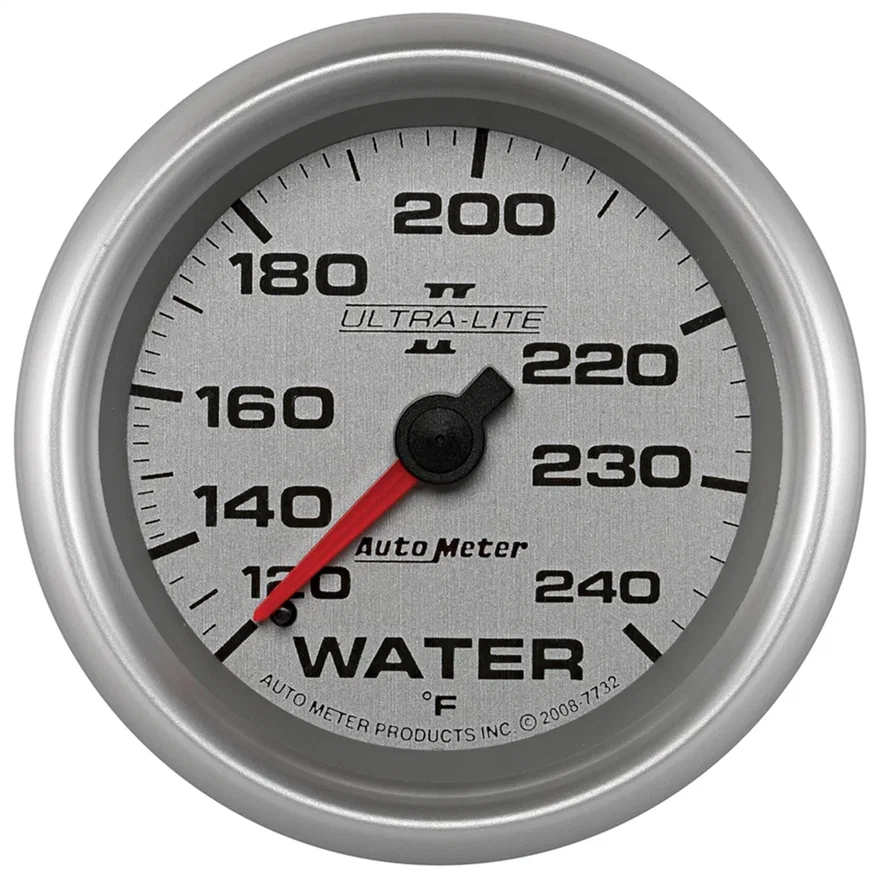 AutoMeter 7732, GAUGE; WATER TEMP; 2 5/8in.; 120-240deg.F; MECHANICAL; ULTRA-LITE II