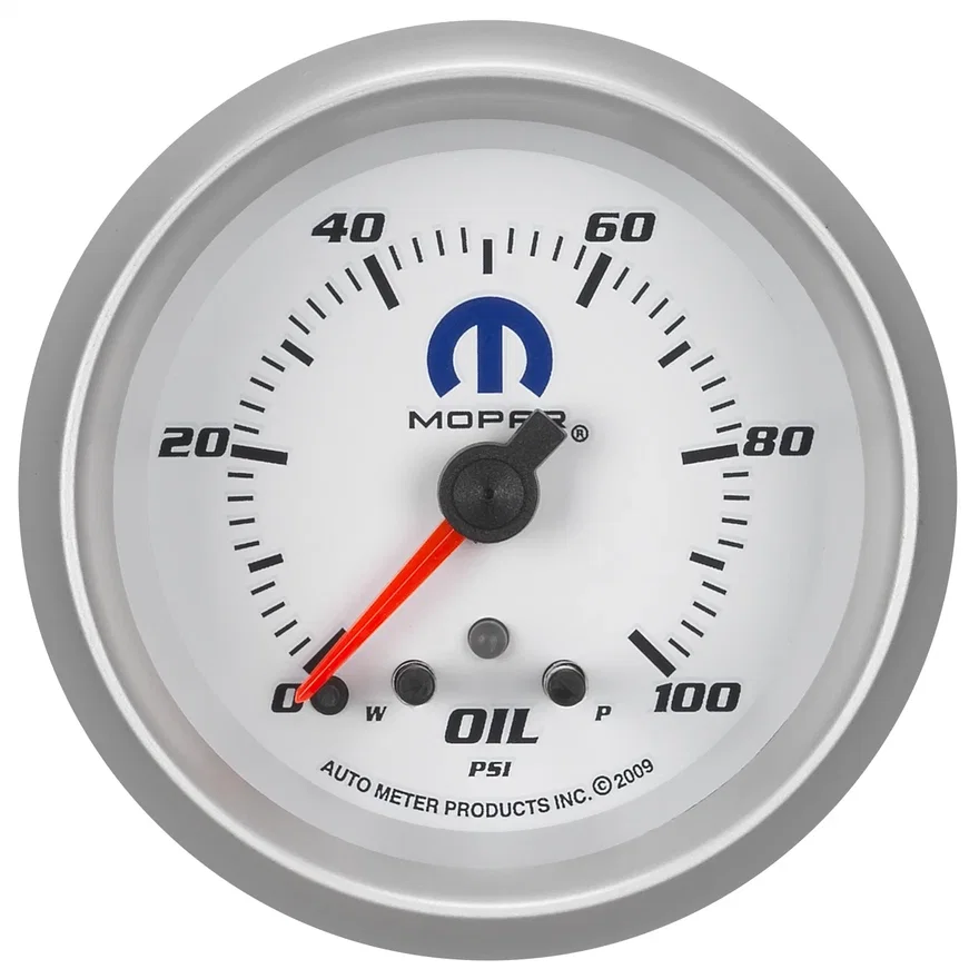 AutoMeter 880249, GAUGE; OIL PRESS; 2 5/8in.; 100PSI; STEPPER MOTOR W/PEAK/WARN; WHITE; MOPAR