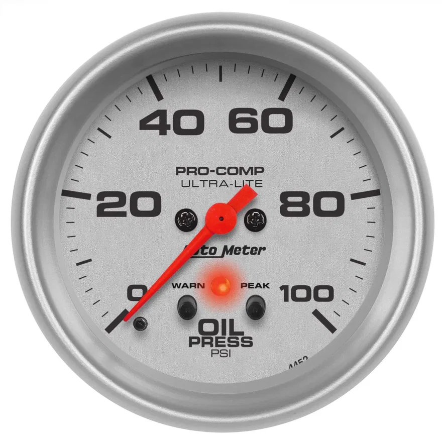 GAUGE; OIL PRESS; 2 5/8in.; 100PSI; DIGITAL STEPPER MOTOR W/PEAK/WRN; ULTRA-LITE