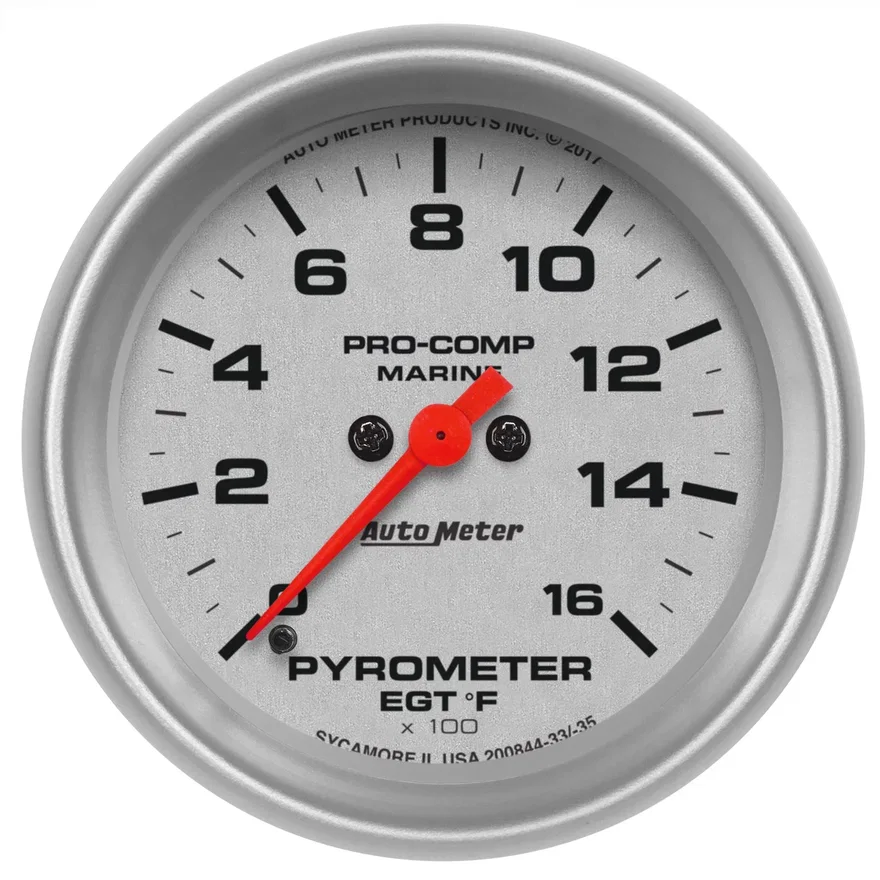 GAUGE; PYROMETER; 2 5/8in.; 0-1;600deg.F; MARINE SILVER