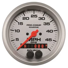GAUGE; SPEEDOMETER; 3 3/8in.; 50MPH; GPS; MARINE SILVER image 1