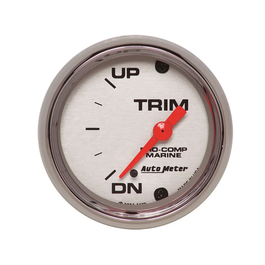 AutoMeter 200766-35, GAUGE; TRIM LEVEL; 2 1/16in.; 0ODOWN-90OUP; ELECTRIC; MARINE CHROME