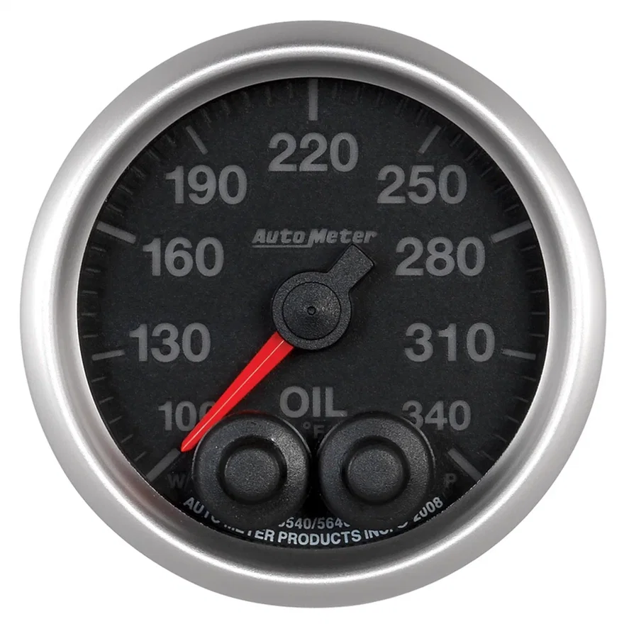 GAUGE; OIL TEMP; 2 1/16in.; 340deg.F; STEPPER MOTOR W/PEAK/WARN; ELITE