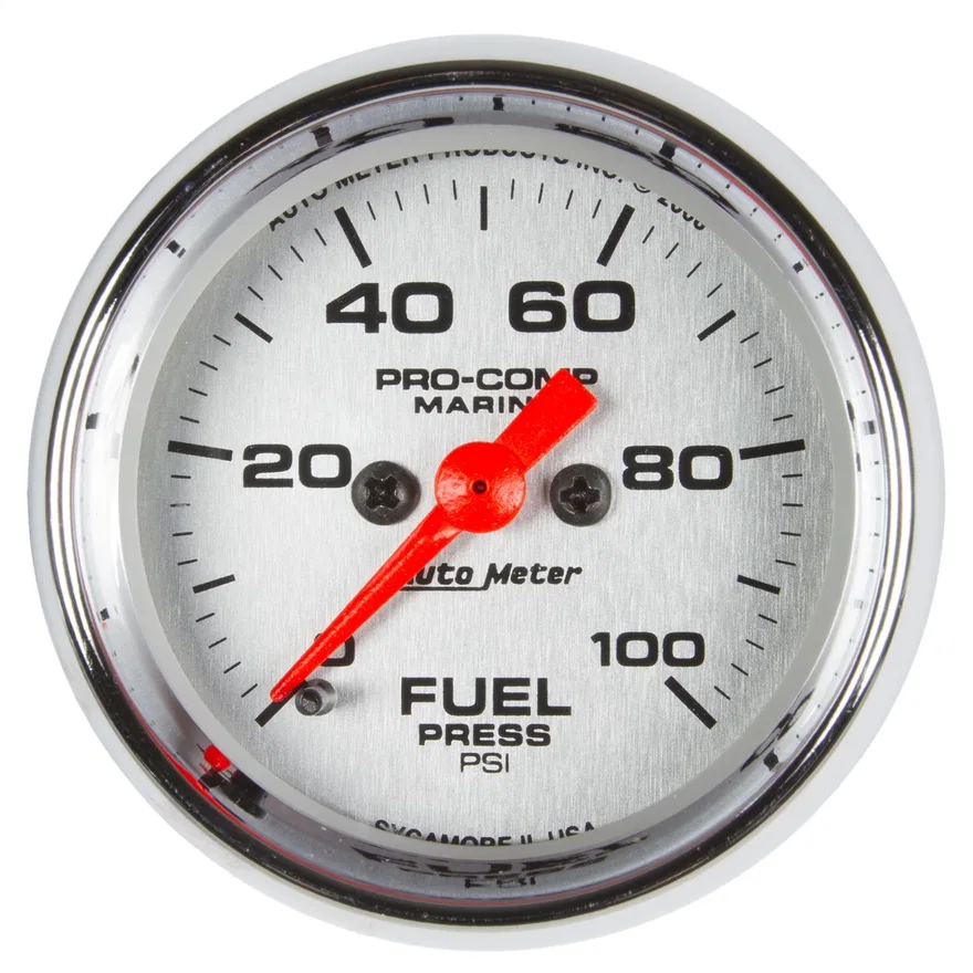 AutoMeter 200850-35, GAUGE; FUEL PRESSURE; 2 1/16in.; 100PSI; DIGITAL STEPPER MOTOR; MARINE CHROME
