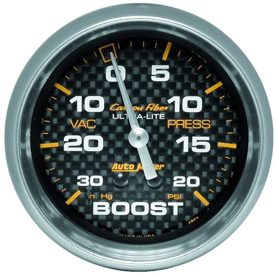 AutoMeter 4801, GAUGE; VAC/BOOST; 2 5/8in.; 30INHG-20PSI; MECHANICAL; CARBON FIBER