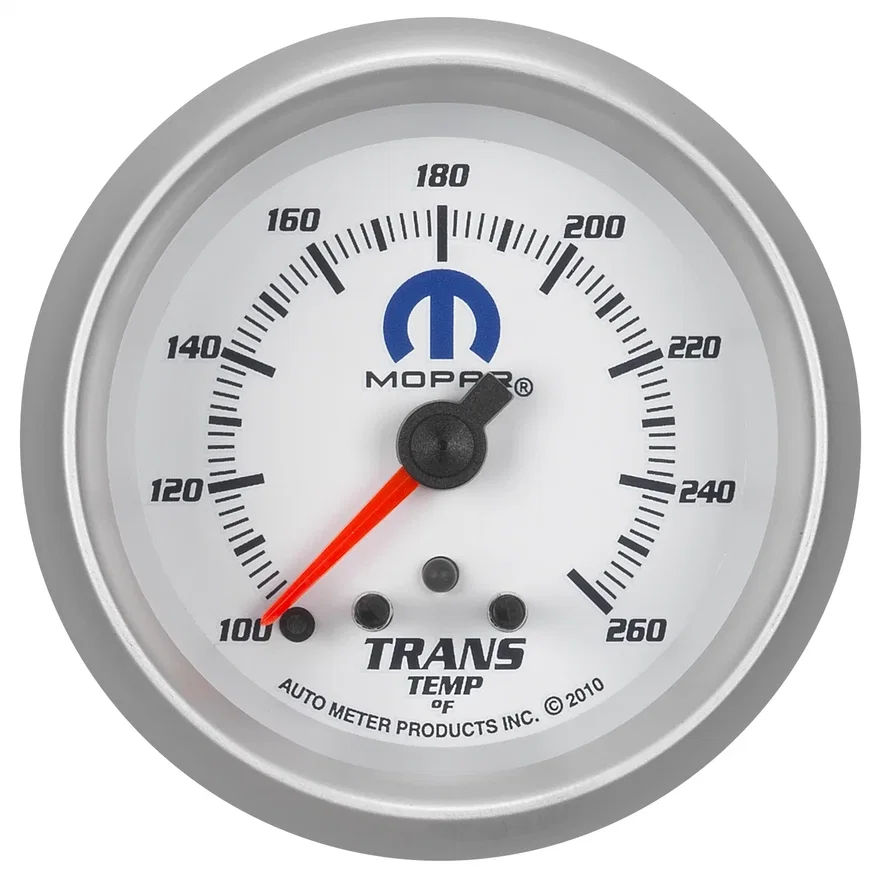 AutoMeter 880359, GAUGE; TRANS TEMP; 2 5/8in.; 260deg.F; STEPPER MOTOR W/PEAK/WARN; WHITE; MOPAR