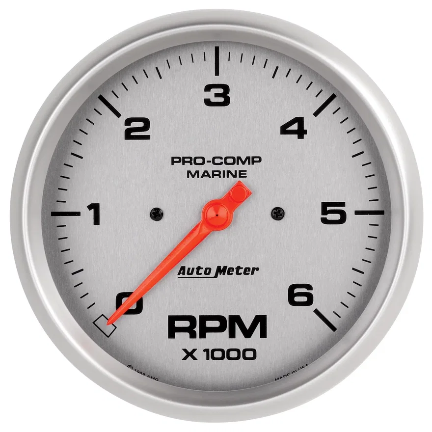 AutoMeter 200750-33, GAUGE; TACHOMETER; 5in.; 6K RPM; MARINE SILVER