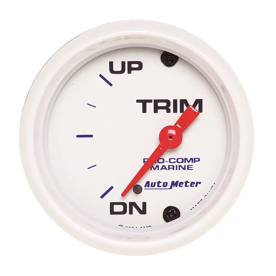 AutoMeter 200766, GAUGE; TRIM LEVEL; 2 1/16in.; 0ODOWN-90OUP; ELECTRIC; MARINE WHITE