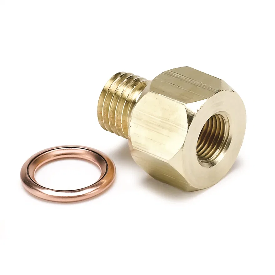 AutoMeter 2277, FITTING; ADAPTER; METRIC; M12X1.5 MALE TO 1/8in. NPTF FEMALE; BRASS