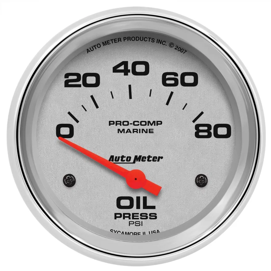 AutoMeter 200747-35, GAUGE; OIL PRESSURE; 2 5/8in.; 80PSI; ELECTRIC; MARINE CHROME