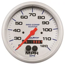 GAUGE; SPEEDOMETER; 5in.; 120MPH; GPS; MARINE WHITE image 1