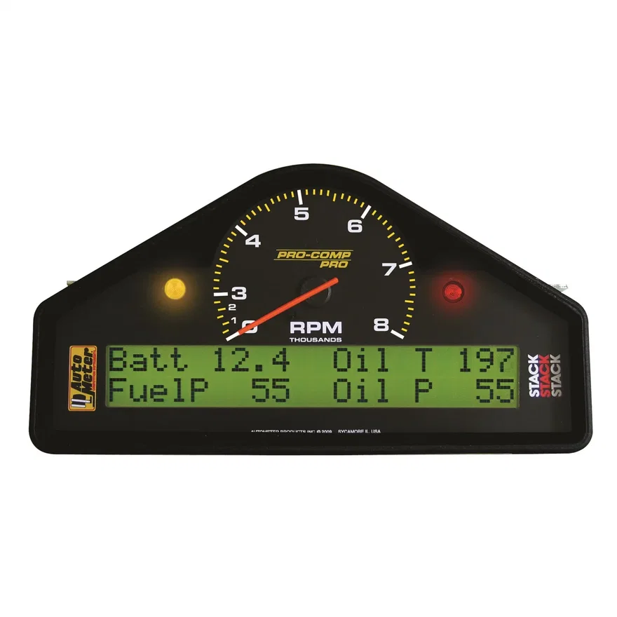 RACE DASH DISPLAY; 8K DUAL RANGE RPM/MPH/FUELP/OILP/OILT/WTMP/VOLT; PRO-COMP