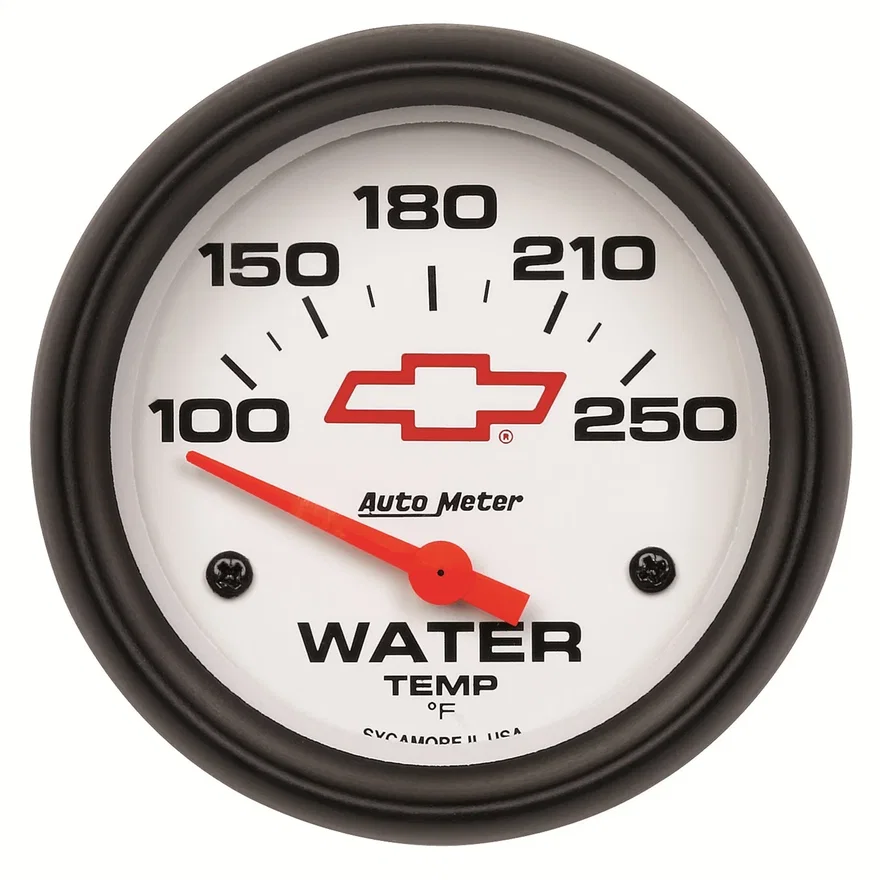AutoMeter 5837-00406, GAUGE; WATER TEMP; 2 5/8in.; 100-250deg.F; ELECTRIC; CHEVY RED BOWTIE; WHITE