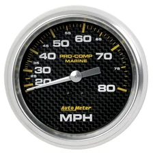 GAUGE; SPEEDOMETER; 3 3/8in.; 80MPH; MECHANICAL; MARINE CARBON FIBER image 1
