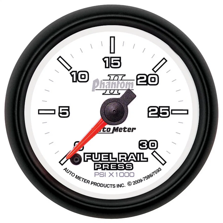 AutoMeter 7593, GAUGE; RAIL PRESSURE (RAM 6.7L); 2 1/16in.; 30KPSI; DIGITAL STPR MTR; PHANTOM II