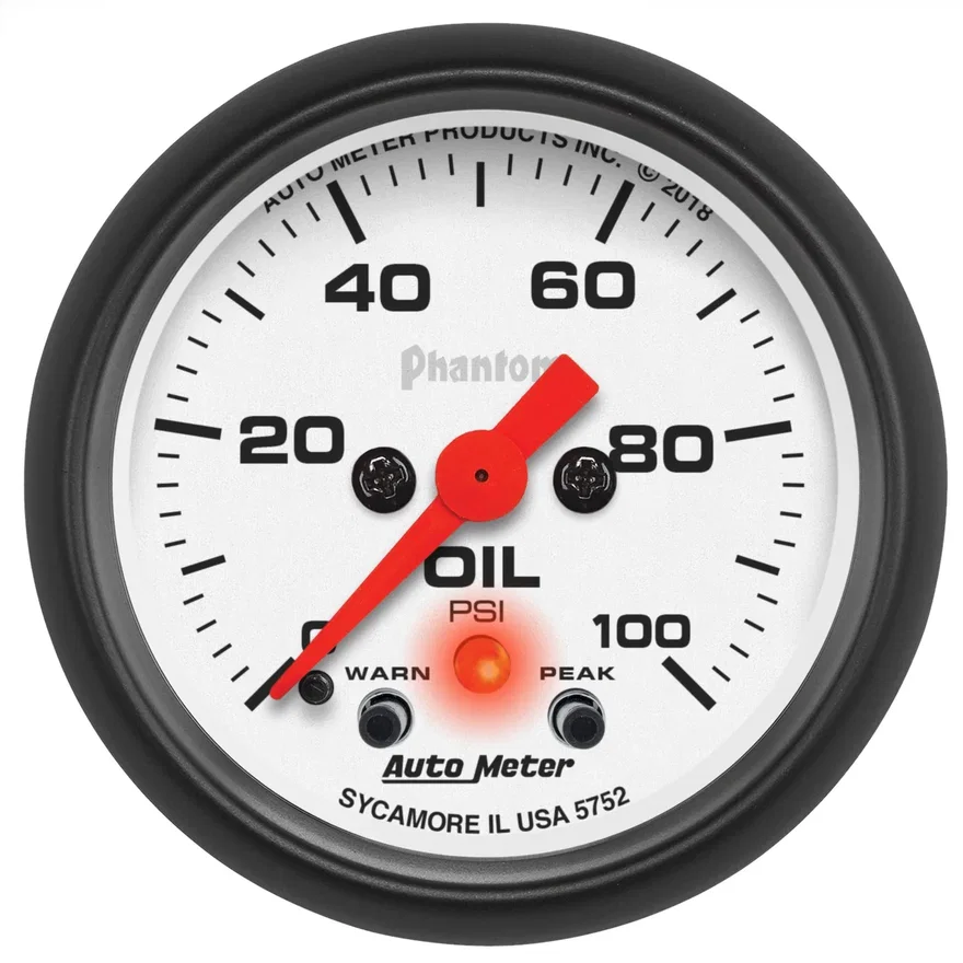 AutoMeter 5752, GAUGE; OIL PRESS; 2 1/16in.; 100PSI; DIGITAL STEPPER MOTOR W/PK/WRN; PHANTOM