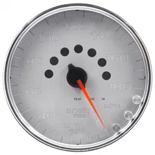 GAUGE; SPEEDOMETER; 5in.; 180 MPH; ELEC. PROGRAMMABLE; SILVER/CHROME; SPEK-PRO image 1