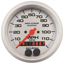 GAUGE; SPEEDOMETER; 3 3/8in.; 120MPH; GPS; MARINE WHITE image 1