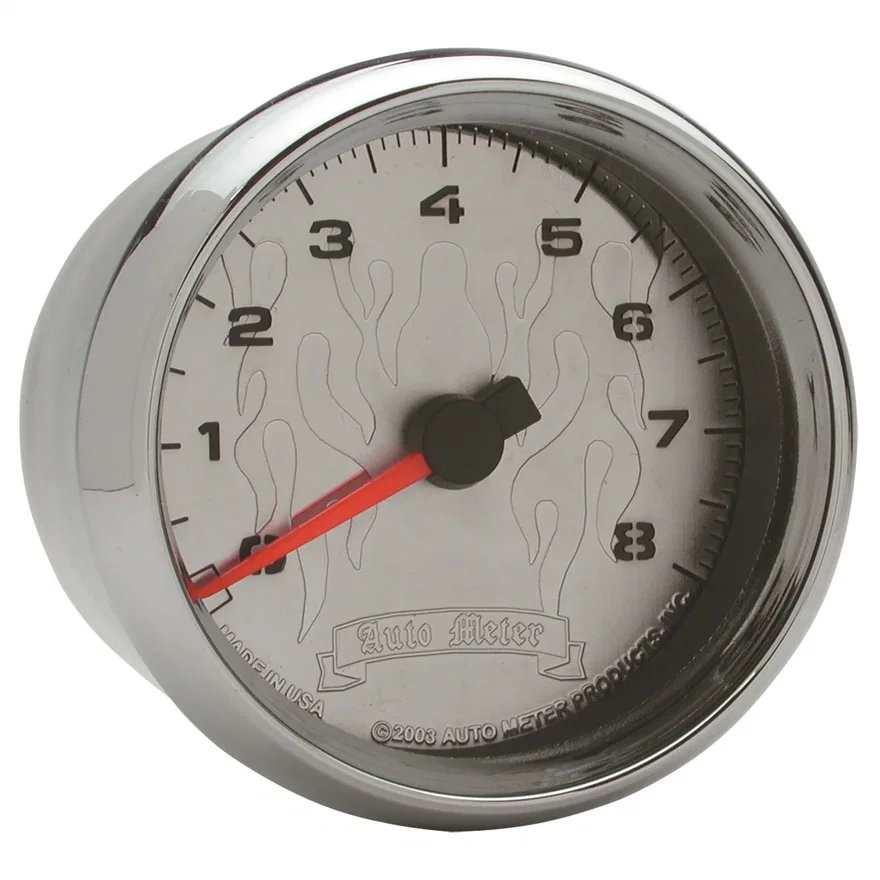 AutoMeter 19309, GAUGE; TACH; 2 5/8in.; 8K RPM; 2/4 CYLINDER; CHROME FLAME; PRO-CYCLE