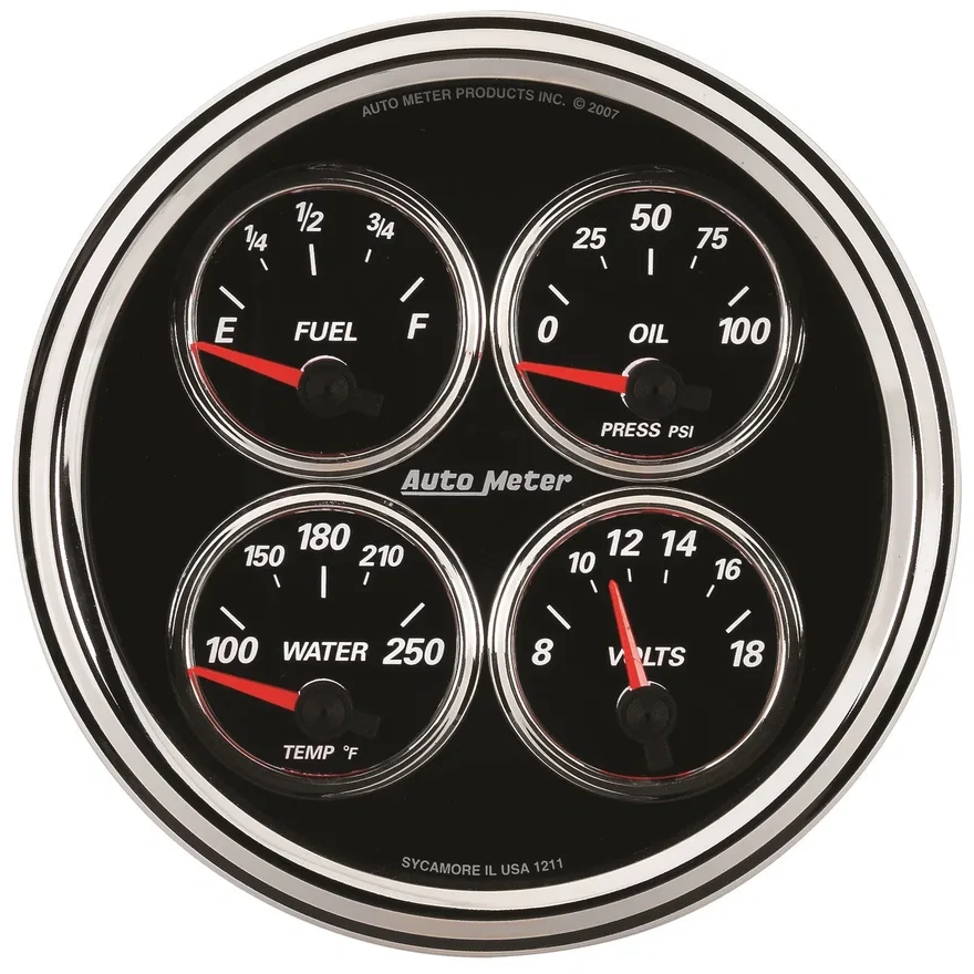 GAUGE; QUAD; 5in.; 0OE-90OF; ELEC; DESIGNER BLACK II