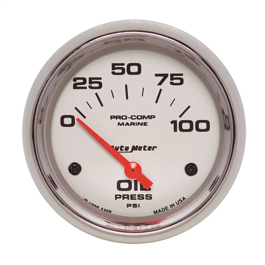 AutoMeter 200759-35, GAUGE; OIL PRESSURE; 2 5/8in.; 100PSI; ELECTRIC; MARINE CHROME