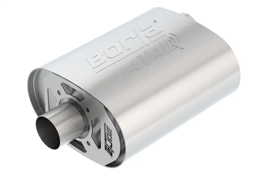 CrateMuffler Muffler Ford Coyote 5.0L V8 Moderate Output 2.5 in. Offset Inlet/ 2.5 in. Center Outlet ATAK