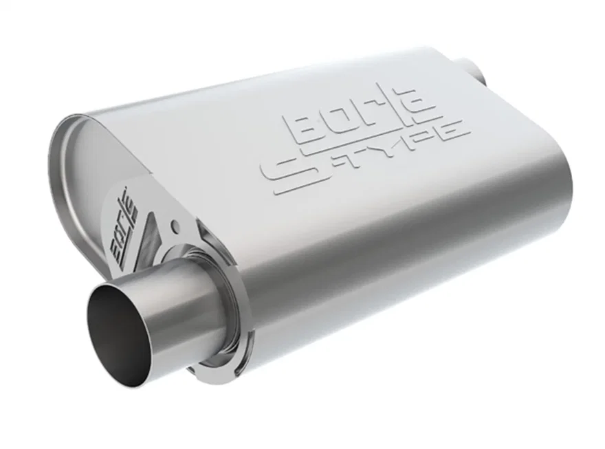CrateMuffler Muffler Ford Small Block 289/ 302/ 351W CID V8 Stock Output 2.25 in. Offset Inlet/ 2.25 in. Offset Outlet S-Type