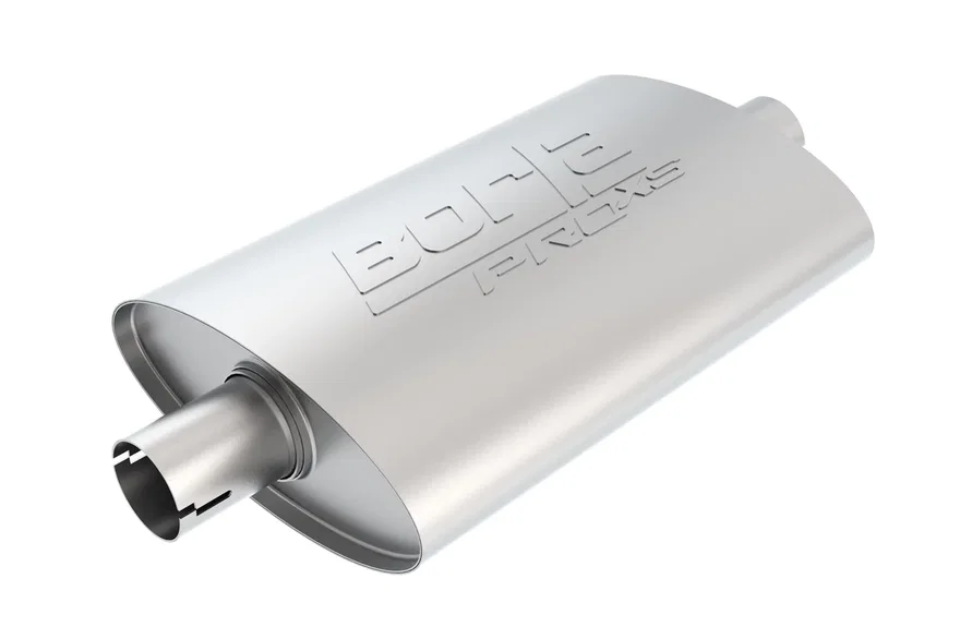 ProXS Muffler 2.25in Center Inlet/ 2.25in Center Outlet 4ft x 9.5in Oval x 14in Long Body Notched Necks