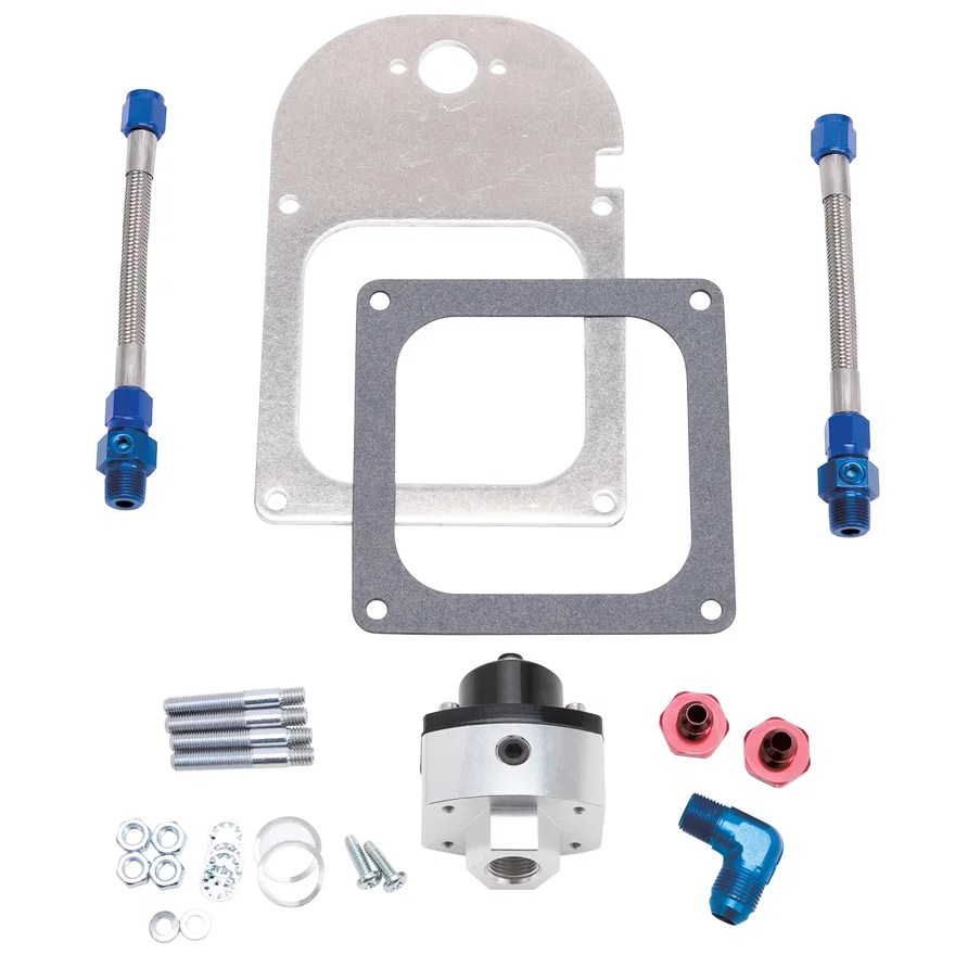 Edelbrock 8193, Fuel Pressure Regulator Kit - Single Regulator, Dual Outlet, 4500 Flange