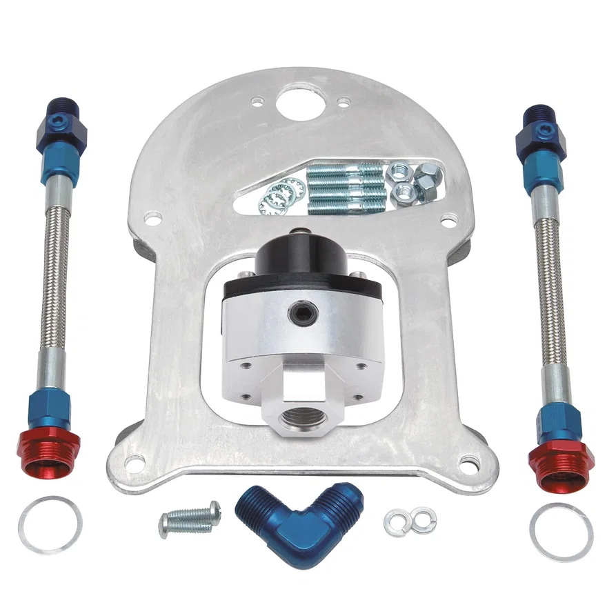 Edelbrock 8192, Fuel Pressure Regulator Kit - Single Regulator, Dual Outlet, Standard-Flange